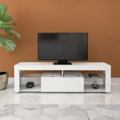 TV-Lowboard mit Stauraum 140x51x35 cm Weiß aus MDF ML-Design-ECD Germany Best