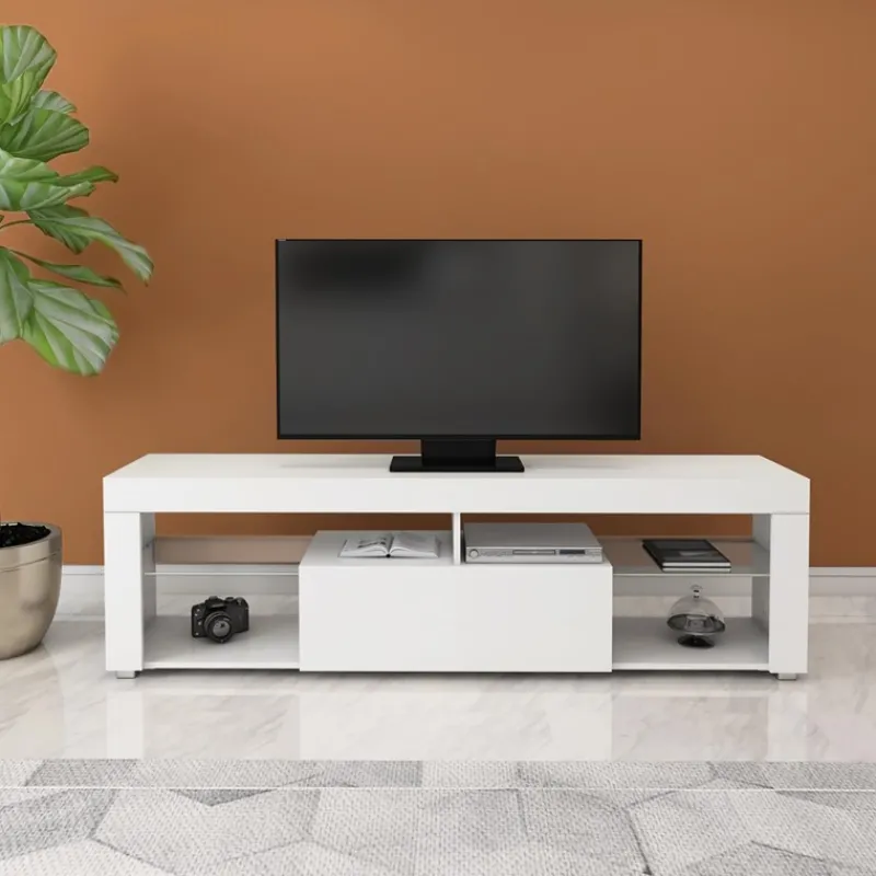 TV-Lowboard mit Stauraum 140x51x35 cm Weiß aus MDF ML-Design-ECD Germany Best