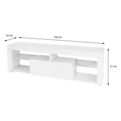 TV-Lowboard mit Stauraum 140x51x35 cm Weiß aus MDF ML-Design-ECD Germany Best