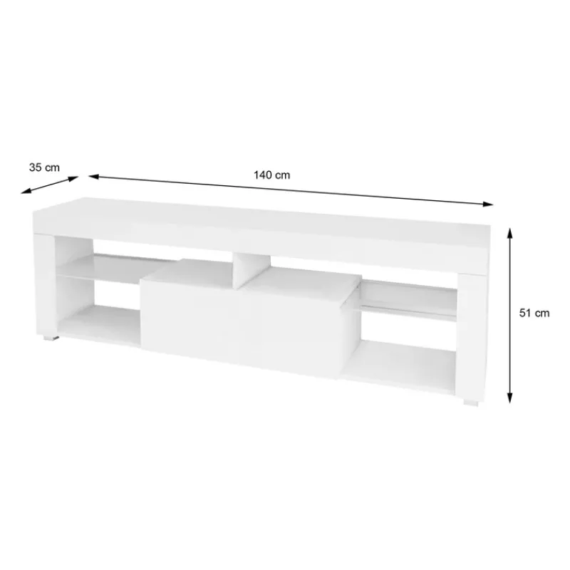TV-Lowboard mit Stauraum 140x51x35 cm Weiß aus MDF ML-Design-ECD Germany Best