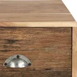 TV-Lowboard mit zwei Schubladen 110x50x40 cm aus Akazien- und Schwellenholz mit Metallbeine WOMO-Design-ECD Germany Outlet