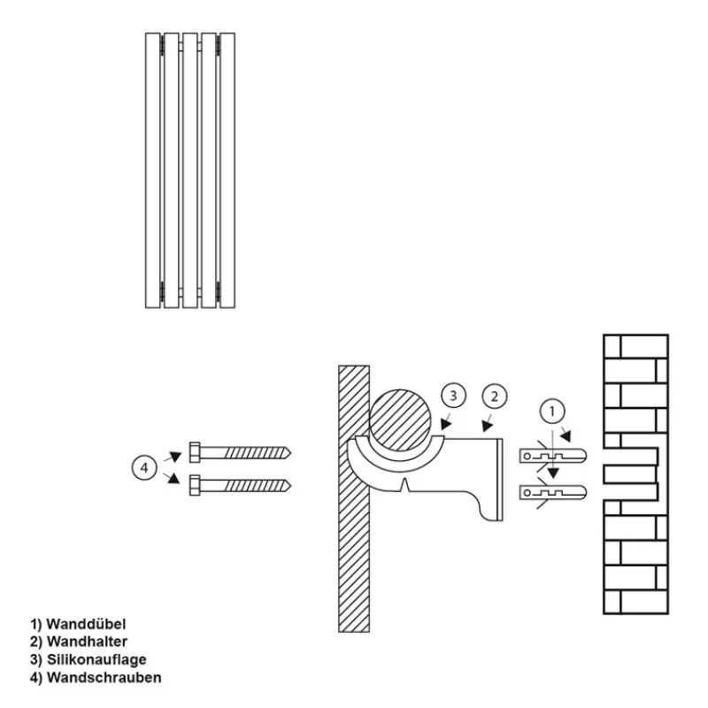 Universal Befestigungsmaterial für Heizkörper Komplettset Weiß LuxeBath-ECD Germany Discount