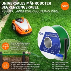 Universal 50m Begrenzungskabel für Mähroboter + 200 Erdnägel-ECD Germany Hot