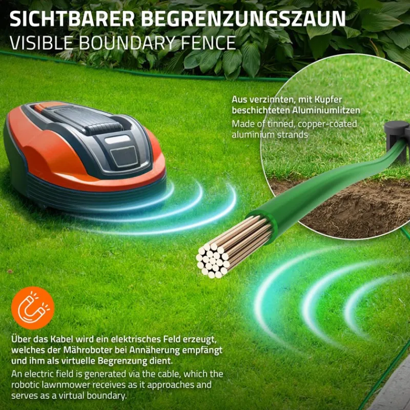 Universal 100m Begrenzungskabel für Mähroboter + 350 Erdnägel-ECD Germany