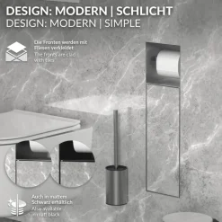 Unterputz-Schrankmodul befliesbar mit Toilettenbürste 60x20x14cm, Silber, Edelstahl WC Wandnische LuxeBath-ECD Germany Online