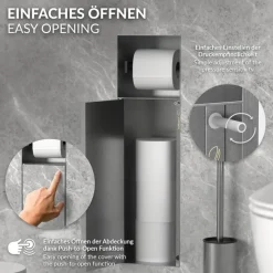 Unterputz-Schrankmodul befliesbar mit Toilettenbürste 60x20x14cm, Silber, Edelstahl WC Wandnische LuxeBath-ECD Germany Online