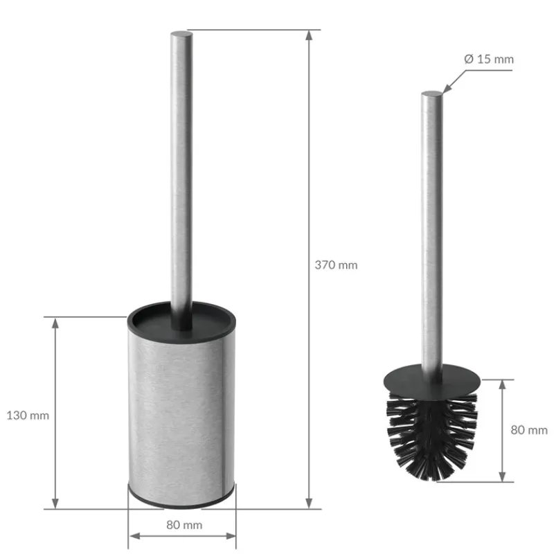 Unterputz-Schrankmodul befliesbar mit Toilettenbürste 60x20x14cm, Silber, Edelstahl WC Wandnische LuxeBath-ECD Germany Online