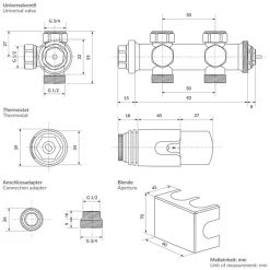 Ventil Armaturen Set Multiblock Chrome Universal inkl. Thermostatkopf LuxeBath-ECD Germany