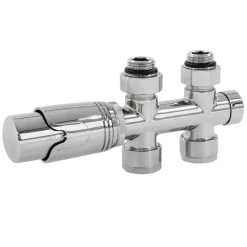 Ventil Armaturen Set Multiblock Chrome Durchgangsform inkl. Thermostatkopf LuxeBath-ECD Germany Hot