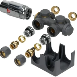 Ventil Armaturen Set Multiblock Anthrazit Universal inkl. Thermostatkopf LuxeBath-ECD Germany Online