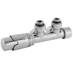 Ventil-Armaturen Set Multiblock Chrom Eckform inkl. Thermostatkopf LuxeBath-ECD Germany