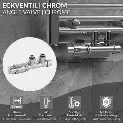 Ventil-Armaturen Set Multiblock Chrom Eckform inkl. Thermostatkopf LuxeBath-ECD Germany