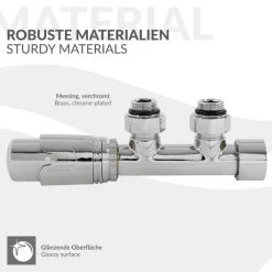 Ventil-Armaturen Set Multiblock Chrom Eckform inkl. Thermostatkopf LuxeBath-ECD Germany