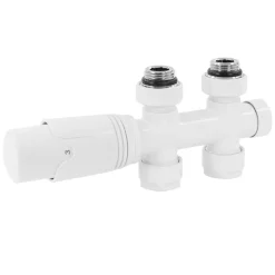 Ventil-Armaturen Set Multiblock Weiß Durchgangsform inkl. Thermostatkopf LuxeBath-ECD Germany Clearance