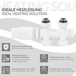 Ventil-Armaturen Set Multiblock Weiß Durchgangsform inkl. Thermostatkopf LuxeBath-ECD Germany Clearance