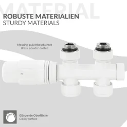 Ventil-Armaturen Set Multiblock Weiß Durchgangsform inkl. Thermostatkopf LuxeBath-ECD Germany Clearance
