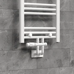 Ventil-Armaturen Set Multiblock Weiß Durchgangsform inkl. Thermostatkopf LuxeBath-ECD Germany Clearance