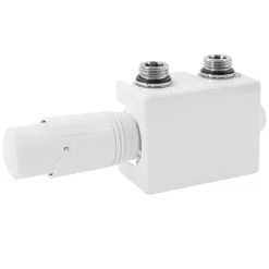 Ventil-Armaturen Set Weiß Universal für Eck- und Durchgangsform inkl. Thermostatkopf LuxeBath-ECD Germany Hot