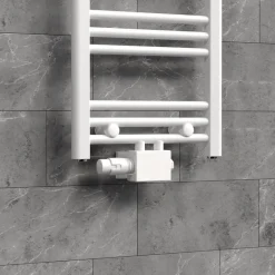 Ventil-Armaturen Set Weiß Universal für Eck- und Durchgangsform inkl. Thermostatkopf LuxeBath-ECD Germany Hot