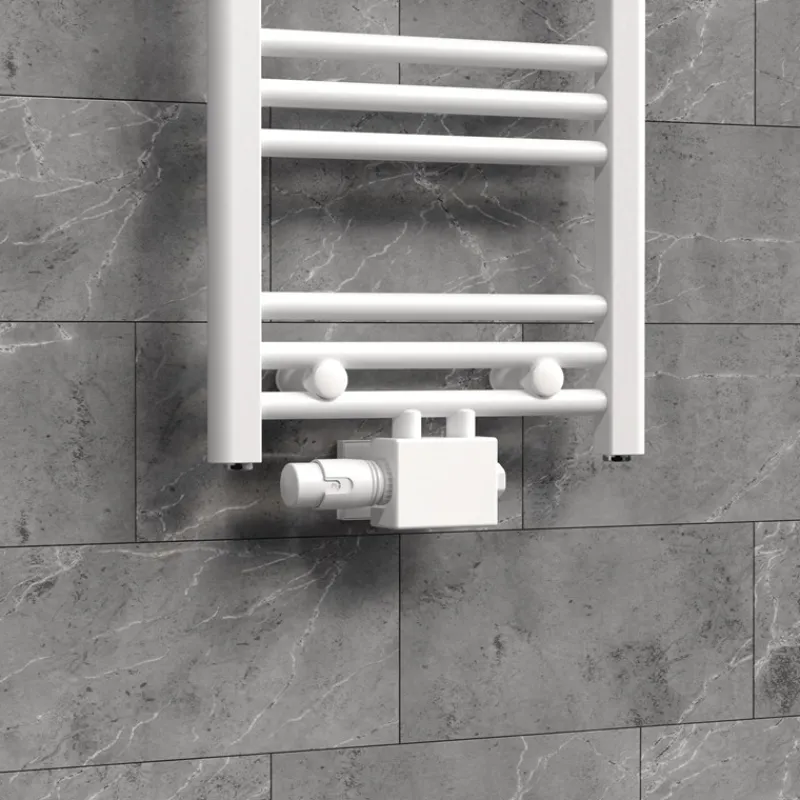 Ventil-Armaturen Set Weiß Universal für Eck- und Durchgangsform inkl. Thermostatkopf LuxeBath-ECD Germany Hot