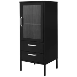 Vitrinenschrank 42x102x40 cm Schwarz aus Stahl Vitrine ML-Design-ECD Germany Online