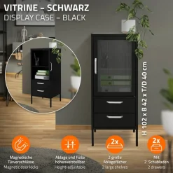 Vitrinenschrank 42x102x40 cm Schwarz aus Stahl Vitrine ML-Design-ECD Germany Online