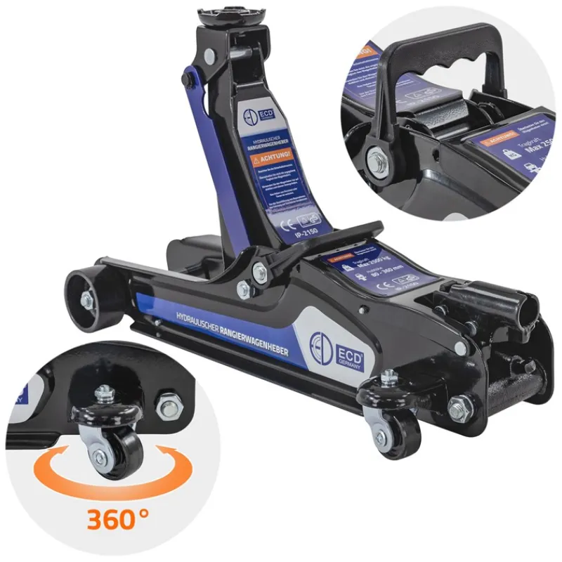 Wagenheber hydraulisch 2,5T Rangierwagenheber tragbar inkl. 2x Gummiauflage & SUV-Adapter-ECD Germany Sale