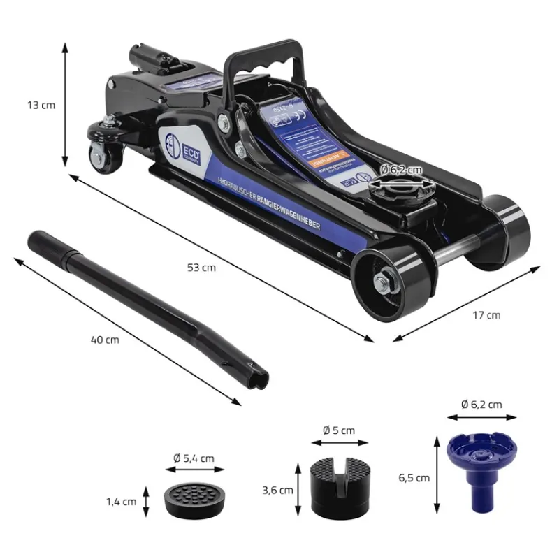 Wagenheber hydraulisch 2,5T Rangierwagenheber tragbar inkl. 2x Gummiauflage & SUV-Adapter-ECD Germany Sale