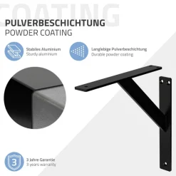Wandkonsole Regalhalterung 2er Set 240 x 240 mm Schwarz aus Aluminium ML-Design-ECD Germany Online
