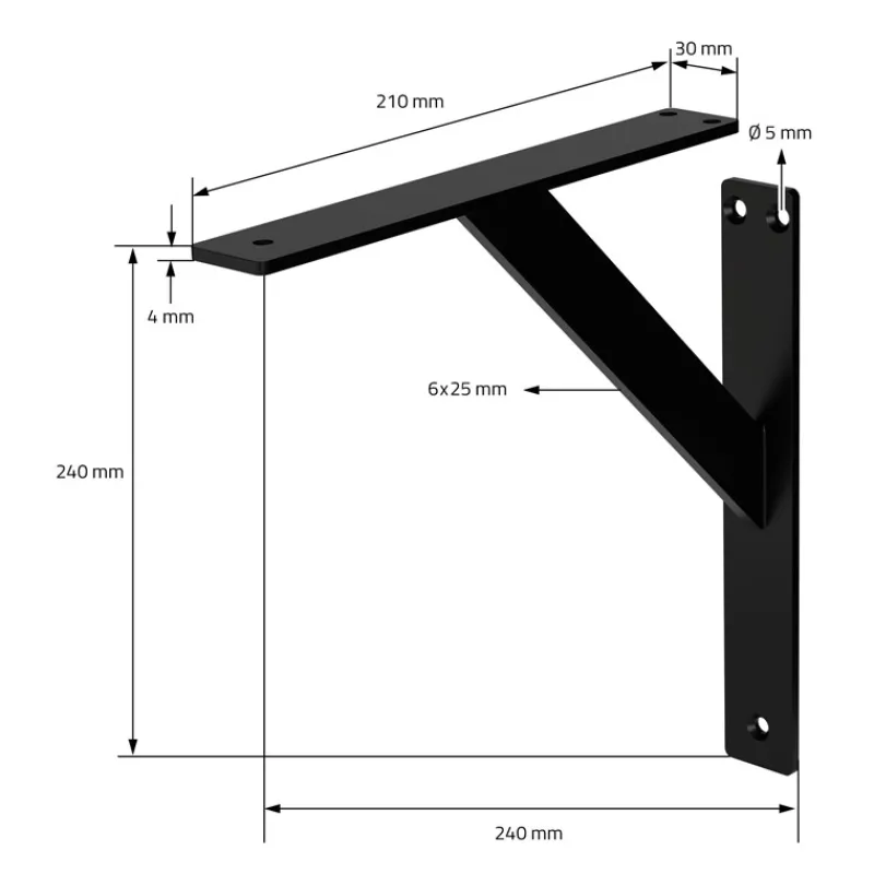 Wandkonsole Regalhalterung 2er Set 240 x 240 mm Schwarz aus Aluminium ML-Design-ECD Germany Online