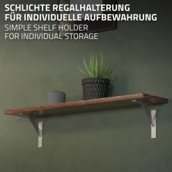 Wandkonsole Regalhalterung 2er Set 180 x 180 mm Silber aus Aluminium ML-Design-ECD Germany