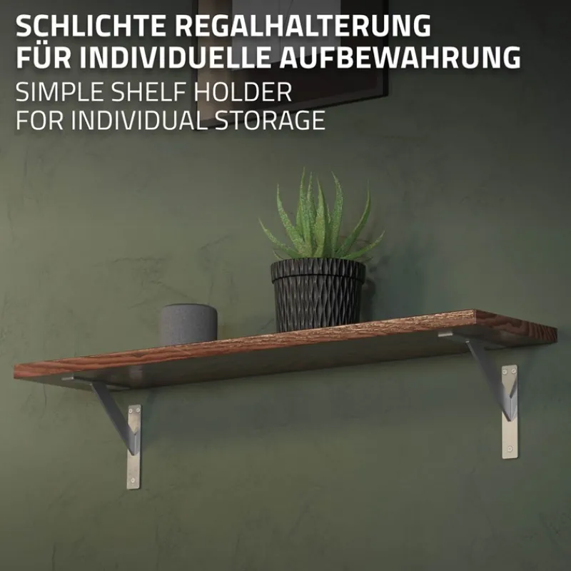 Wandkonsole Regalhalterung 2er Set 180 x 180 mm Silber aus Aluminium ML-Design-ECD Germany