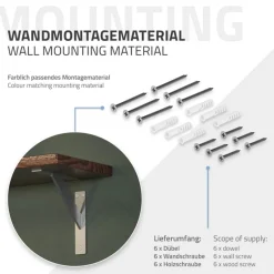 Wandkonsole Regalhalterung 2er Set 180 x 180 mm Silber aus Aluminium ML-Design-ECD Germany