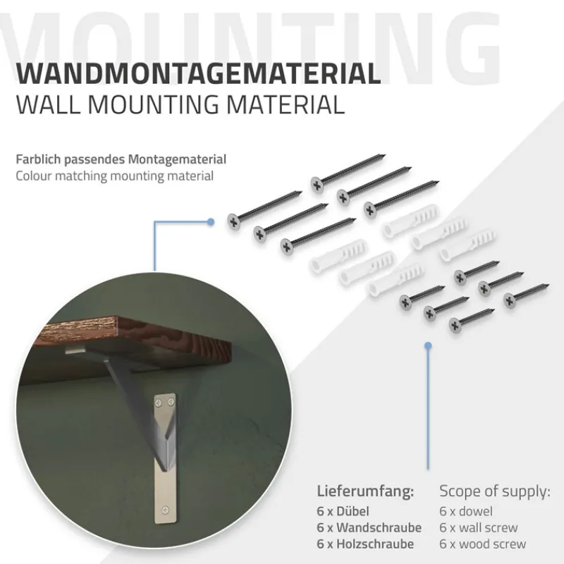 Wandkonsole Regalhalterung 2er Set 180 x 180 mm Silber aus Aluminium ML-Design-ECD Germany