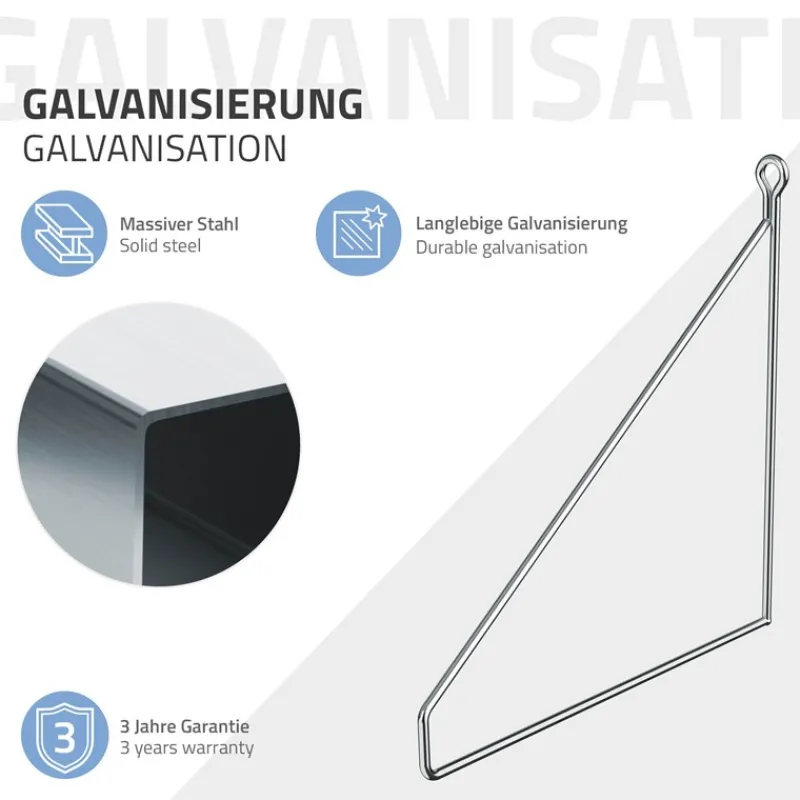 Wandkonsole Regalhalterung 2er Set 250 x 250 mm Silber aus Stahl ML-Design-ECD Germany Online