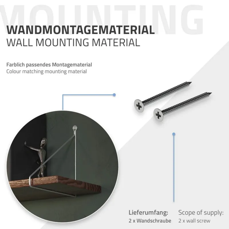 Wandkonsole Regalhalterung 2er Set 250 x 250 mm Silber aus Stahl ML-Design-ECD Germany Online