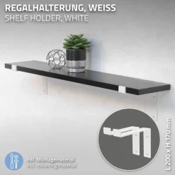 Wandkonsole Regalhalterung 2er Set 200 x 145 mm Weiß aus Stahl ML-Design-ECD Germany New