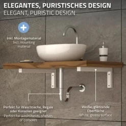 Wandkonsole Regalhalterung 2er Set 350 x 150 mm weiß aus Stahl ML-Design-ECD Germany Clearance
