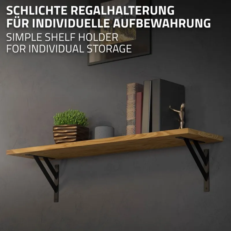 Wandkonsole Regalhalterung 2er Set 240 x 240 mm Schwarz aus Aluminium ML-Design-ECD Germany Discount
