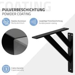 Wandkonsole Regalhalterung 2er Set 240 x 240 mm Schwarz aus Aluminium ML-Design-ECD Germany Discount