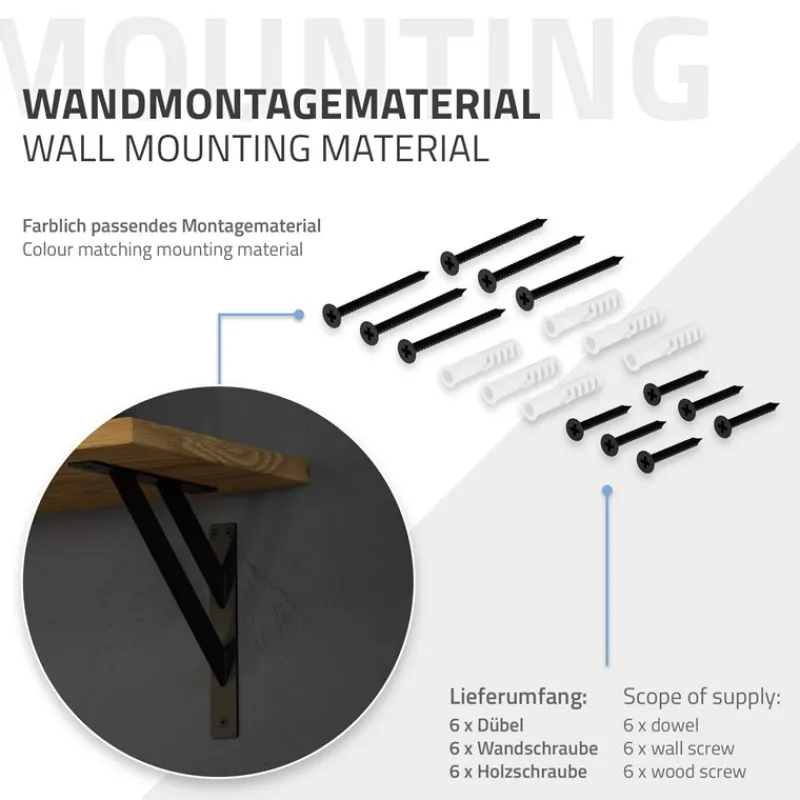 Wandkonsole Regalhalterung 2er Set 240 x 240 mm Schwarz aus Aluminium ML-Design-ECD Germany Discount