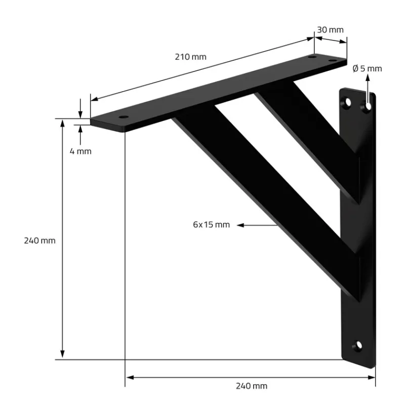 Wandkonsole Regalhalterung 2er Set 240 x 240 mm Schwarz aus Aluminium ML-Design-ECD Germany Discount