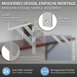 Wandkonsole Regalhalterung 2er Set 240 x 240 mm Silber aus Aluminium ML-Design-ECD Germany Sale