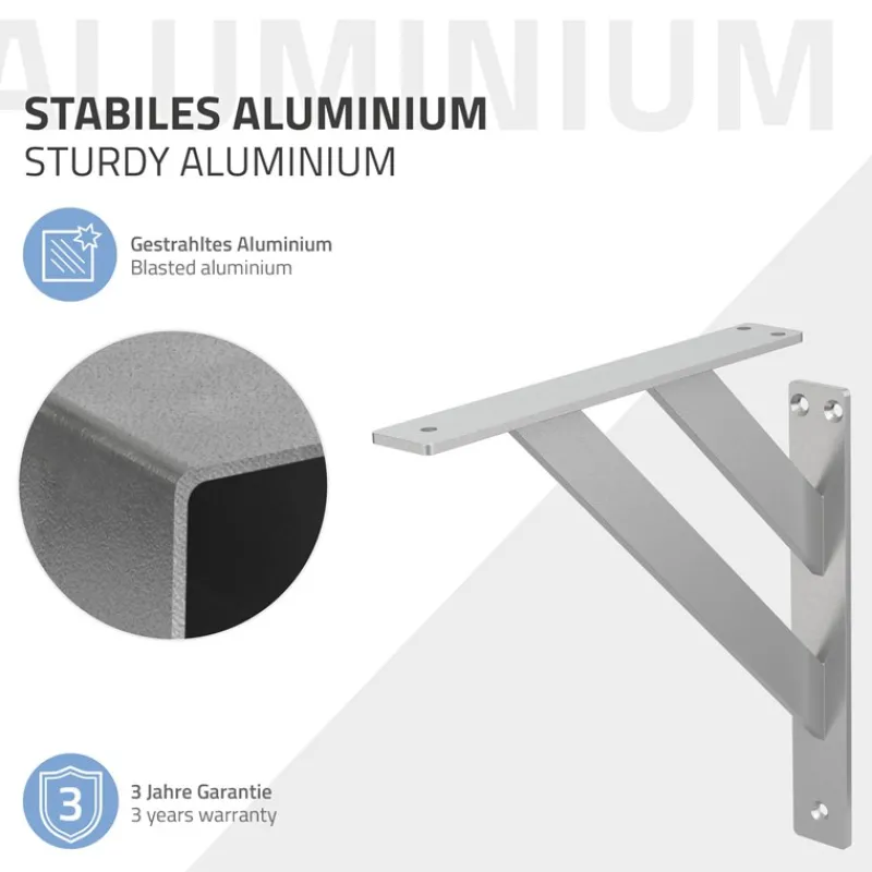 Wandkonsole Regalhalterung 2er Set 240 x 240 mm Silber aus Aluminium ML-Design-ECD Germany Sale