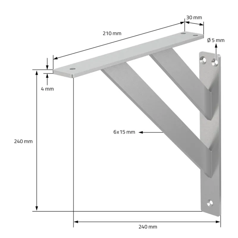 Wandkonsole Regalhalterung 2er Set 240 x 240 mm Silber aus Aluminium ML-Design-ECD Germany Sale