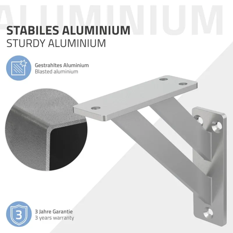 Wandkonsole Regalhalterung 2er Set 120 x 120 mm Silber aus Aluminium ML-Design-ECD Germany Online