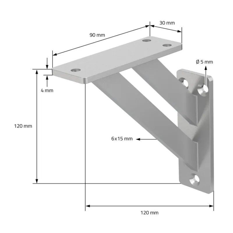Wandkonsole Regalhalterung 2er Set 120 x 120 mm Silber aus Aluminium ML-Design-ECD Germany Online