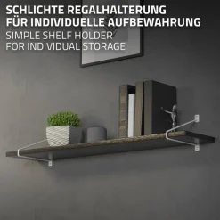 Wandkonsole Regalhalterung 2er Set 265 x 180 mm Weiß aus Stahl ML-Design-ECD Germany Outlet