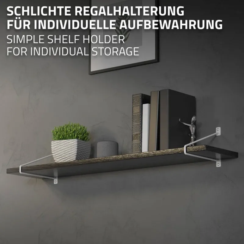 Wandkonsole Regalhalterung 2er Set 265 x 180 mm Weiß aus Stahl ML-Design-ECD Germany Outlet