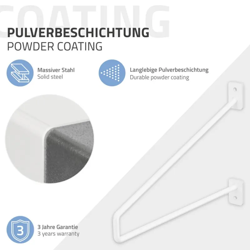 Wandkonsole Regalhalterung 2er Set 265 x 180 mm Weiß aus Stahl ML-Design-ECD Germany Outlet